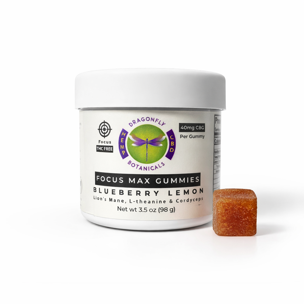 Focus Max Gummies- Lion’s Mane, Cordyceps, L-Theanine & CBG – Blueberry Lemon