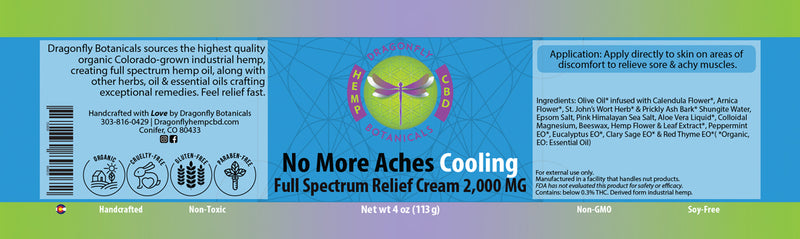 No More Aches Cooling Full Spectrum Hemp CBD Topical Cream